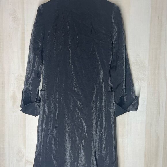 TULLE black double breasted long sleeve shimmering coat yellow lining, medium - Picture 12 of 15